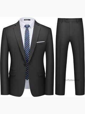 Slim Fit Suit Set with Blazer and Pants for Wedding Business